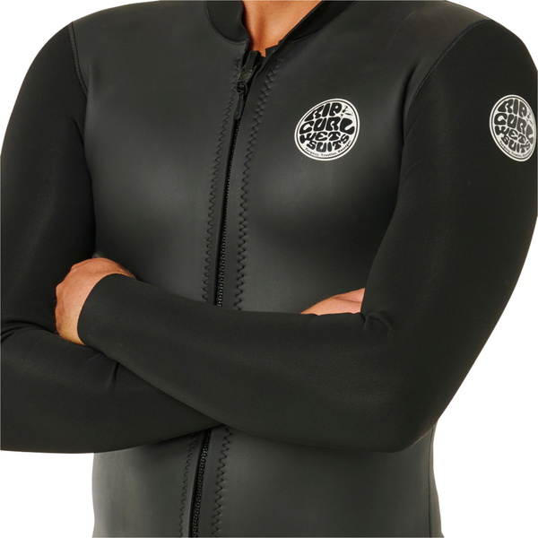 2026 Rip Curl Mens Dawn Patrol 1.5mm Front Zip Jacket 12NMWJ - Black